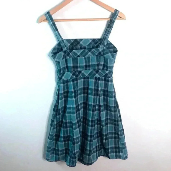y2k Vintage GAP Plaid Square Neck Mini Dress Grunge Punk Women's Size 4 - Picture 4 of 10